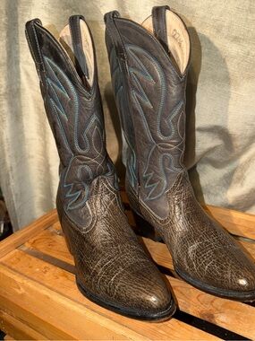 Rodeo Men’s Shark Skin Western Cowboy Boots Two Tone Grey Size MX27.5 US 8.5D
